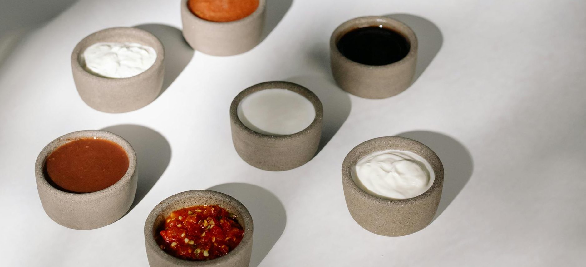 bowls with different sauces