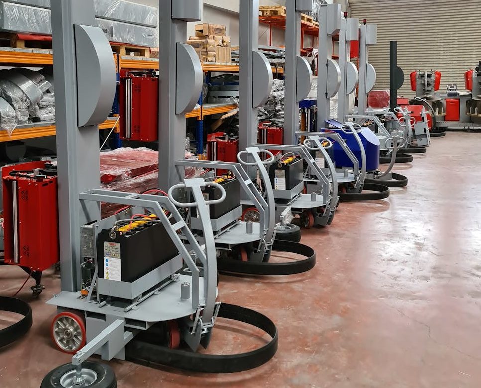automatic wrapping machines in a warehouse