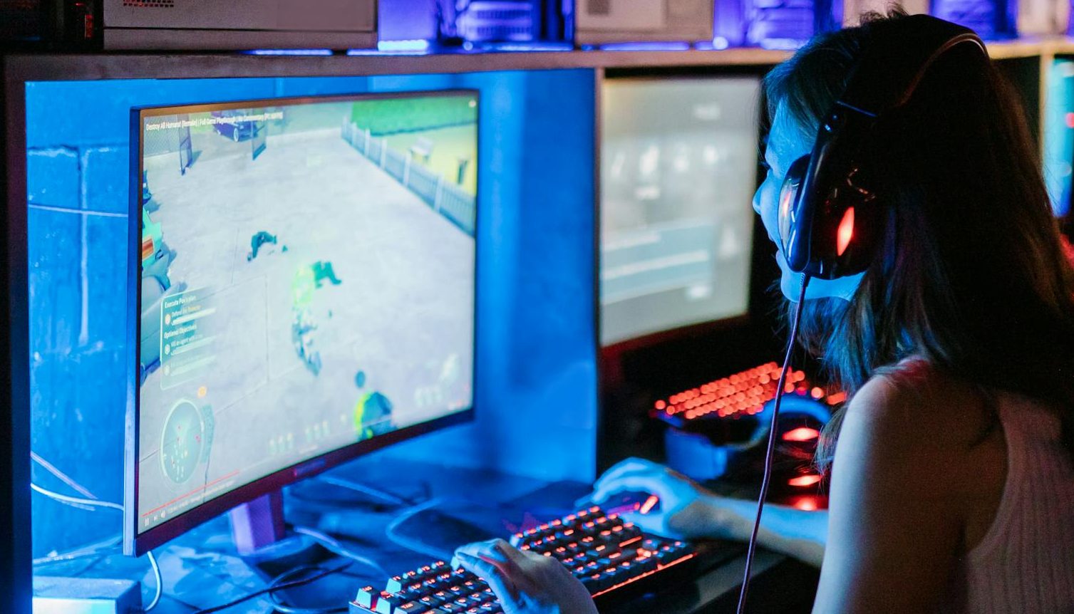 woman playing computer game