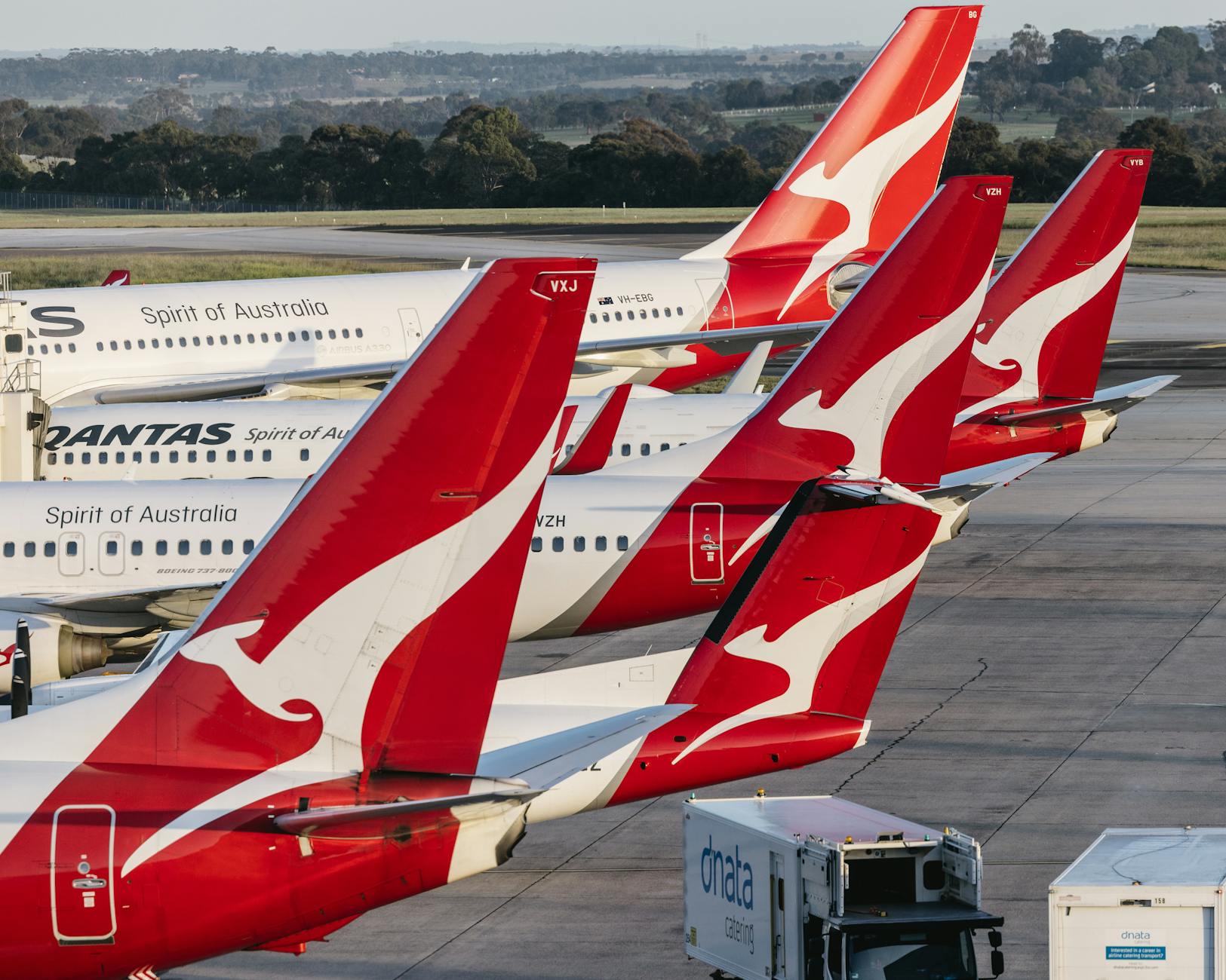 tails of qantas airlines airplanes