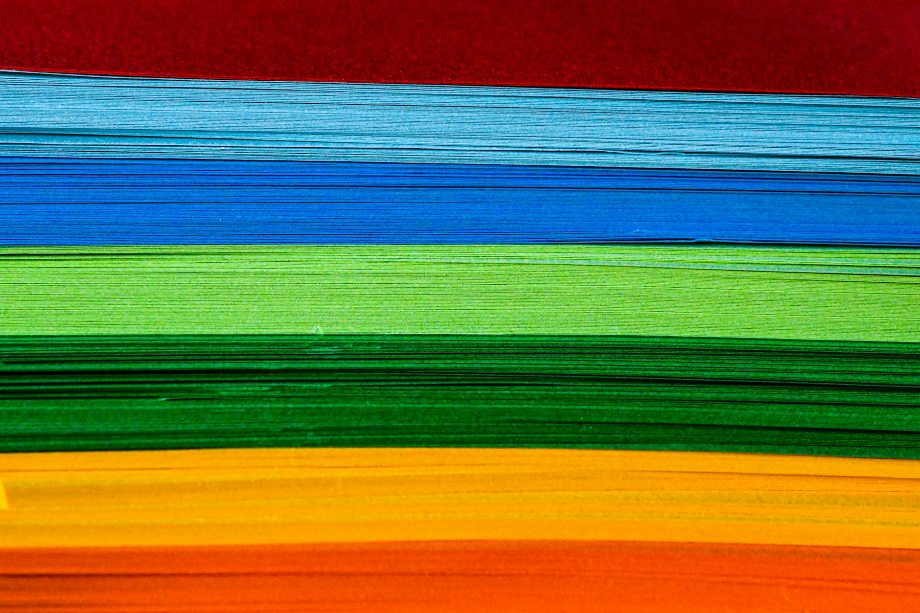 colorful stack of paper in rainbow order